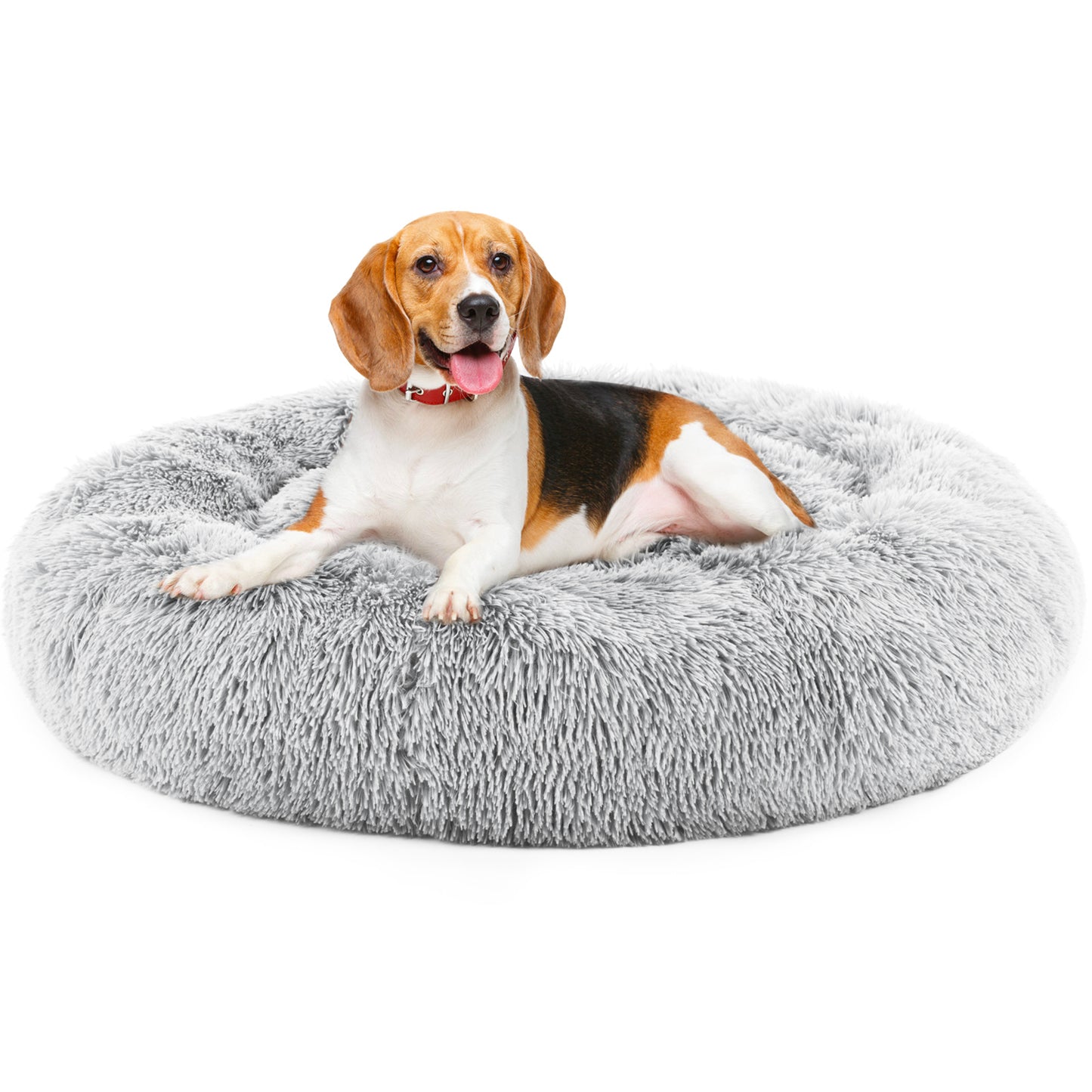24" Round Fluffy Cat Bed – Anti-Slip Plush for Pets Up to 25 lbs