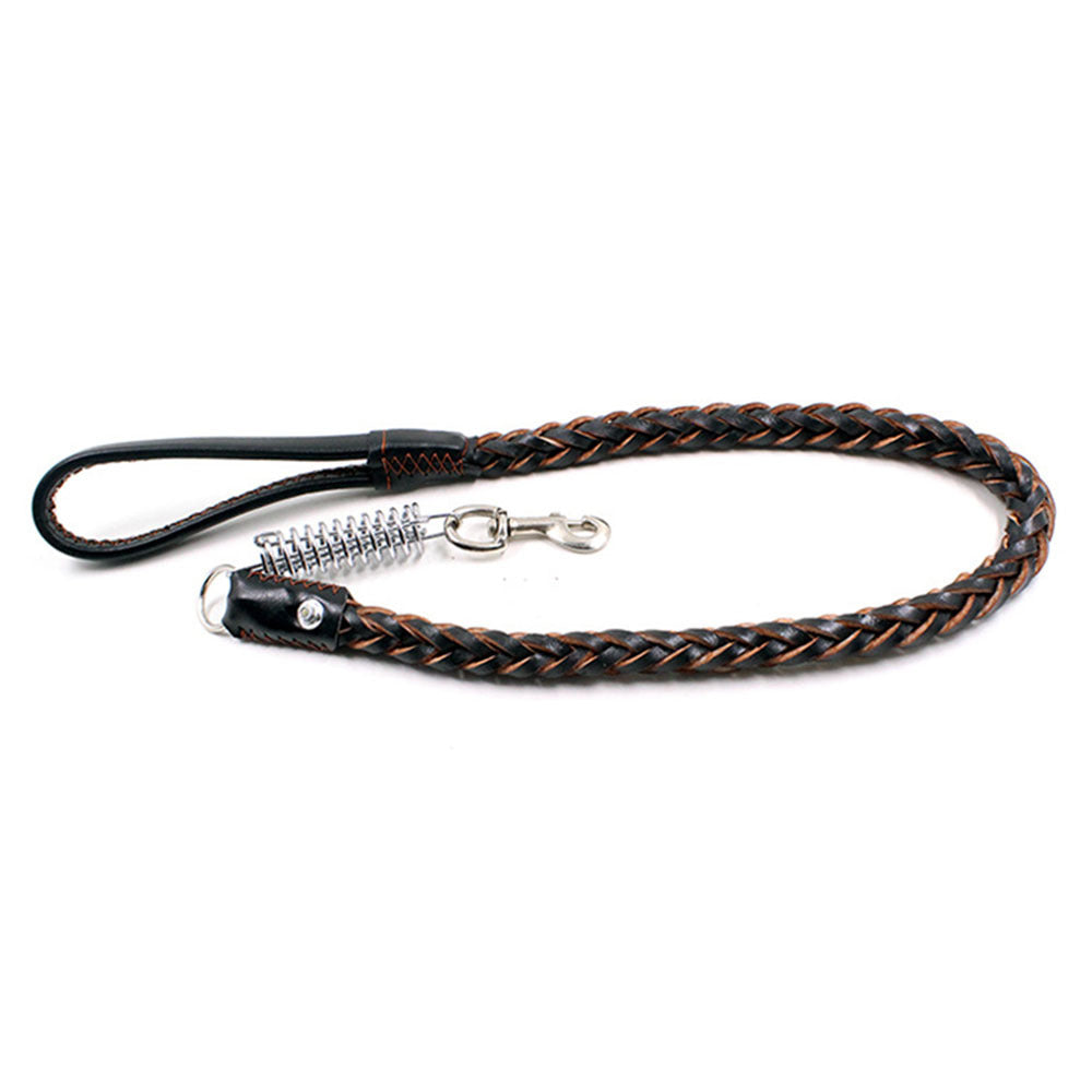 8-Strand Leather Dog Leash – Durable Cowhide Spring Rope