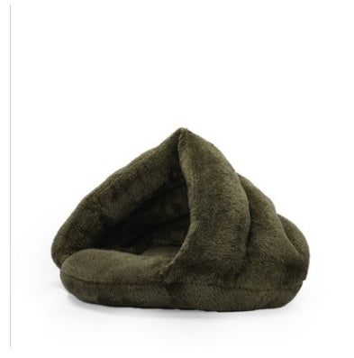 Winter Warm Semi-Closed Dog Bed – Velvet Triangle Pet Nest