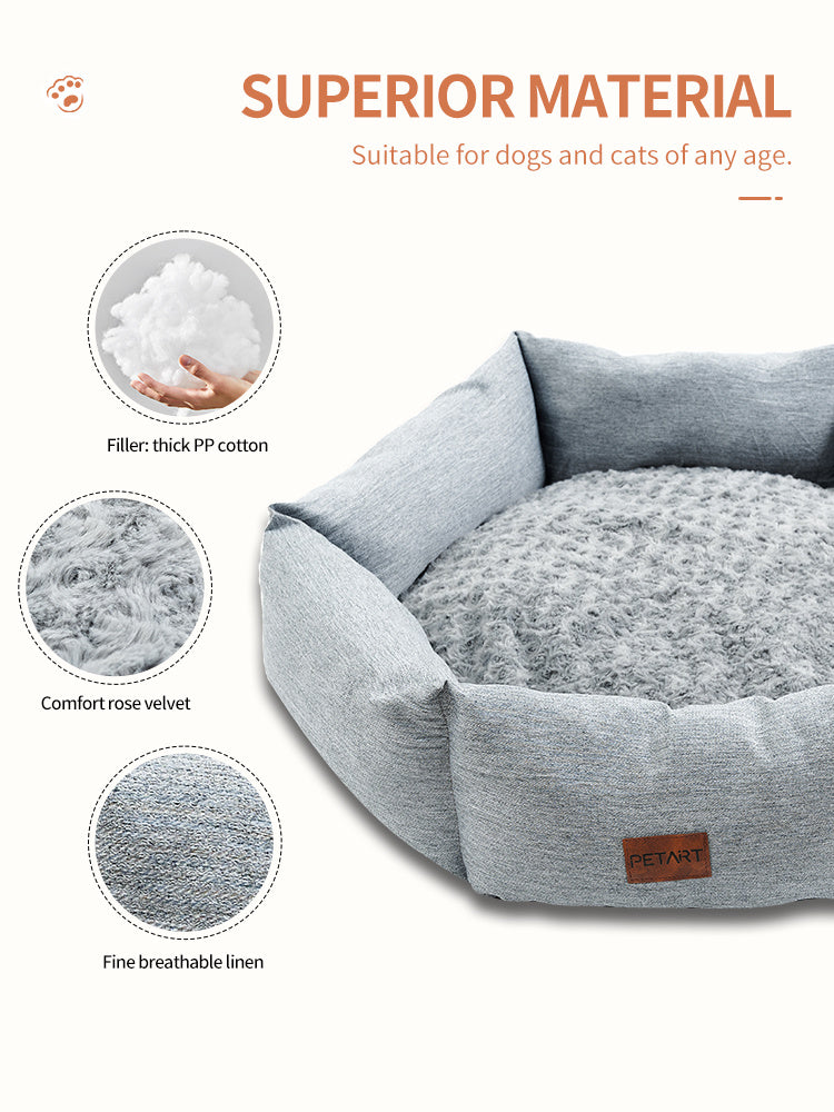 Rose Velvet Dog Bed – Calming Plush Sofa