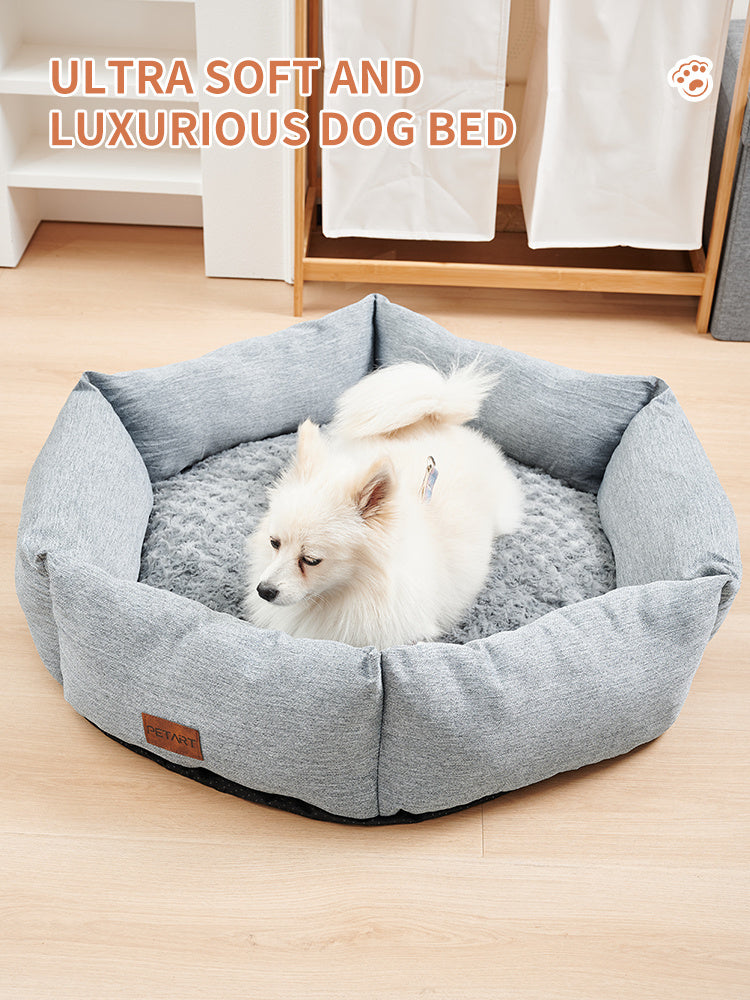 Rose Velvet Dog Bed – Calming Plush Sofa