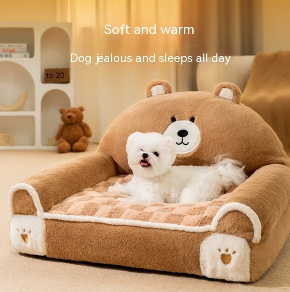Winter Warm Angora Pet Sofa Bed – Cozy Dog & Cat Nest