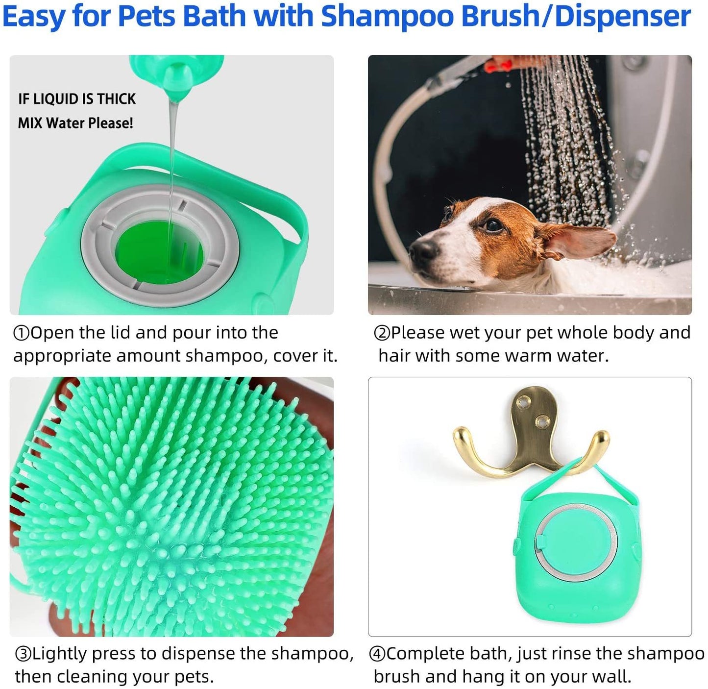 Silicone Pet Bath Brush – Shampoo Massager for Dogs & Cats