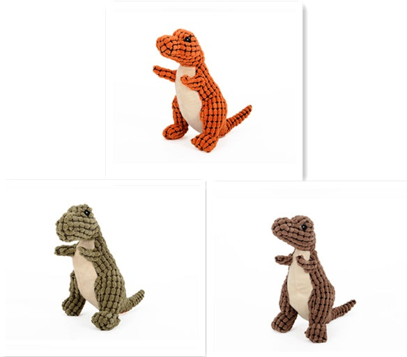 Dinosaur Plush Dog Toy – Interactive Chew Toy with Squeaker