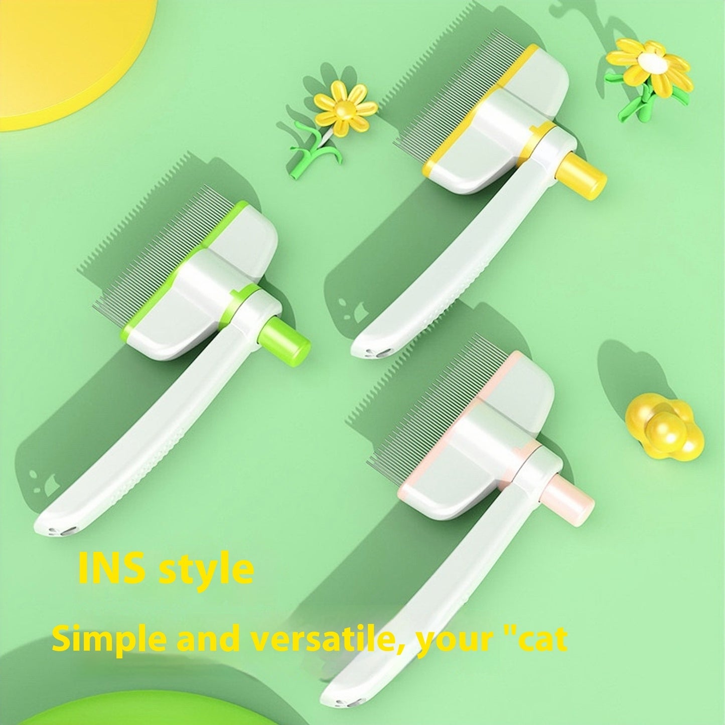 Self-Cleaning Pet Comb – Long Hair Cat & Dog Grooming Brush