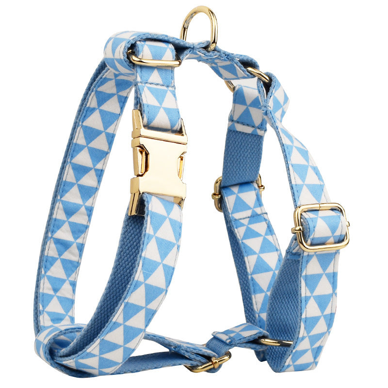 Blue Dog Harness Vest – Bowknot Design with Leash Ring