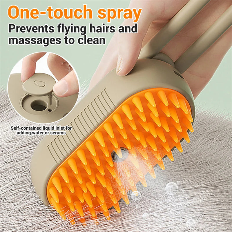 3-in-1 Steamy Pet Brush – Electric Grooming & Hair Removal