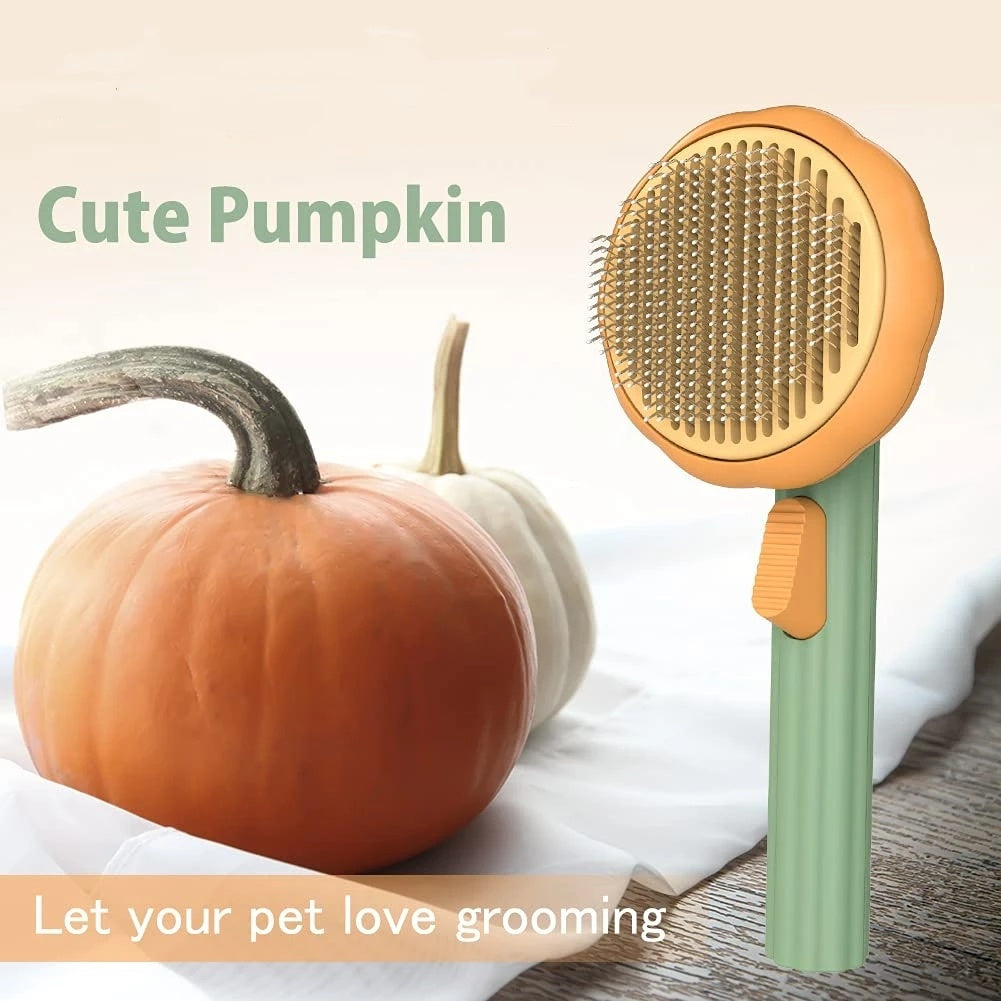Pumpkin Self-Cleaning Slicker Comb – Grooming Brush