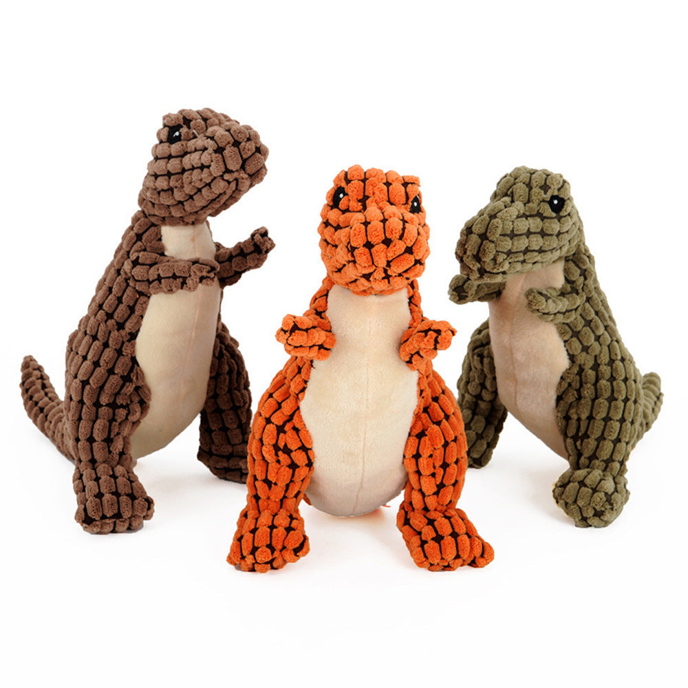 Dinosaur Plush Dog Toy – Interactive Chew Toy with Squeaker