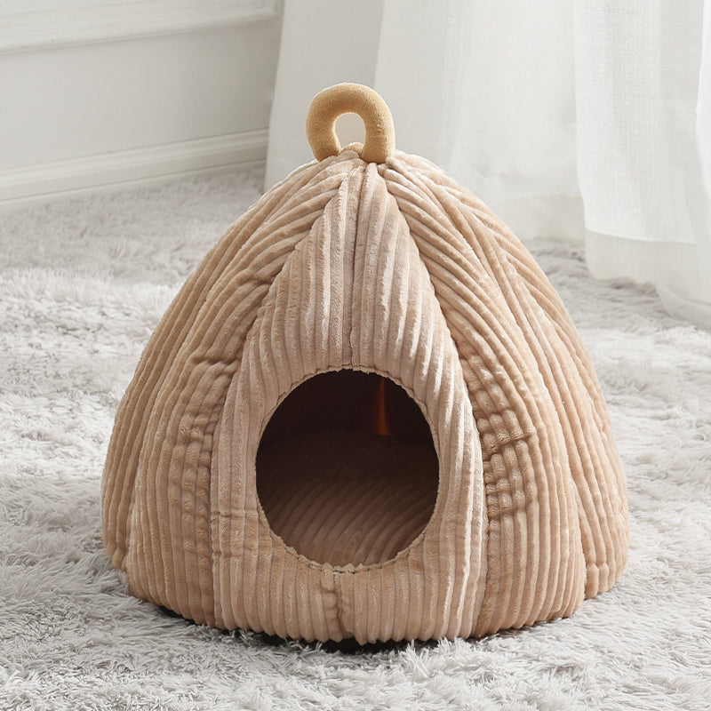Enclosed Winter Pet Bed – Warm Cozy Nest for Cats & Dogs