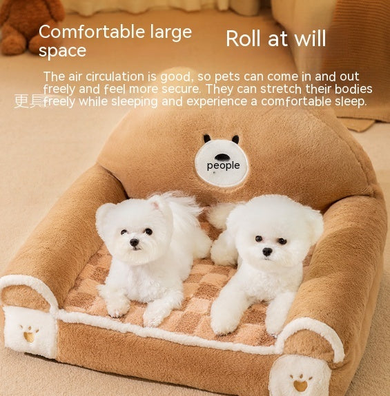 Winter Warm Angora Pet Sofa Bed – Cozy Dog & Cat Nest