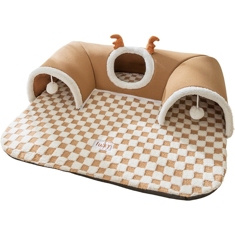 Cat Tunnel Bed – Hide-and-Seek Play & Sleep Nest for Cats