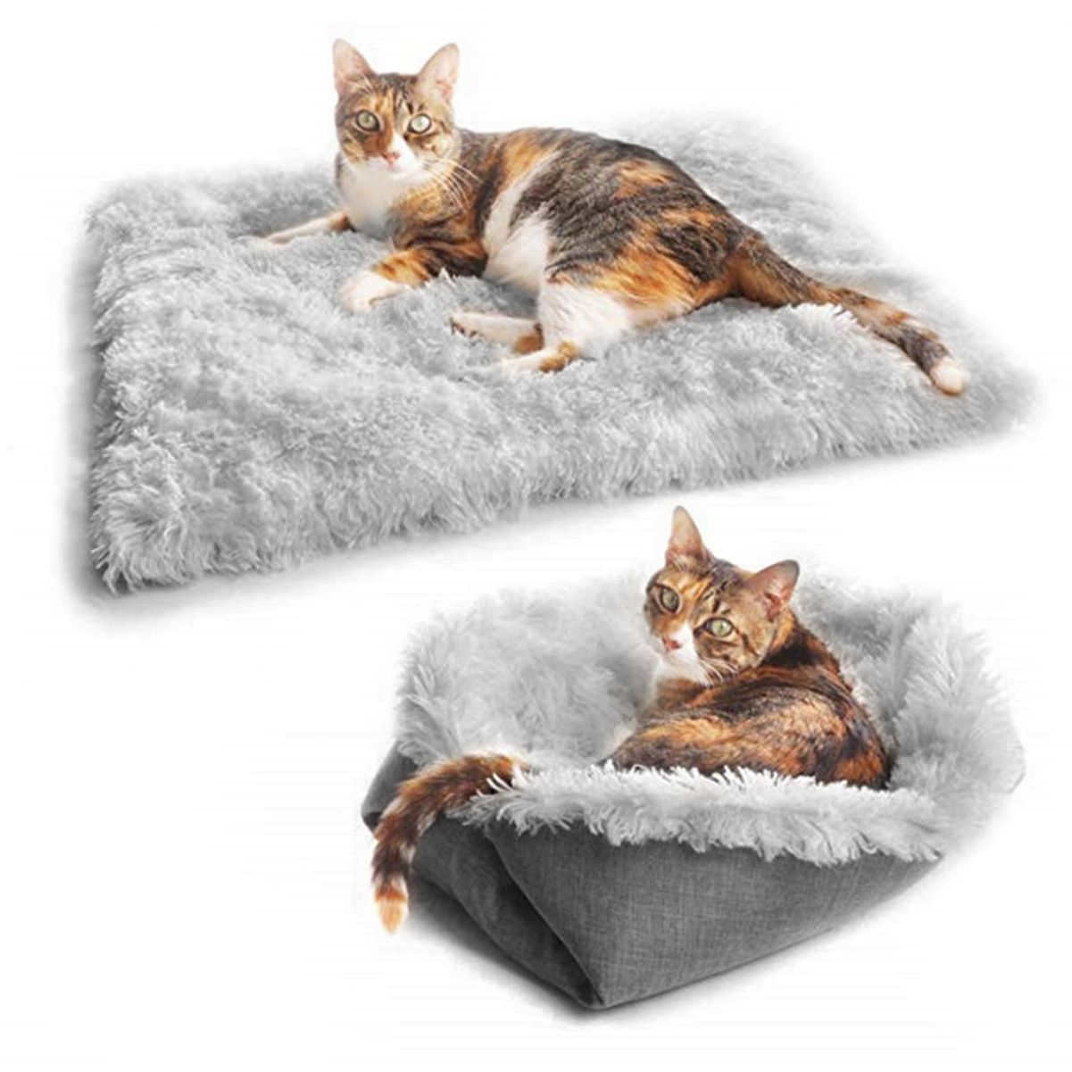 Self-Heating Pet Blanket Bed – Warm Fluffy Pad for Cats & Dogs