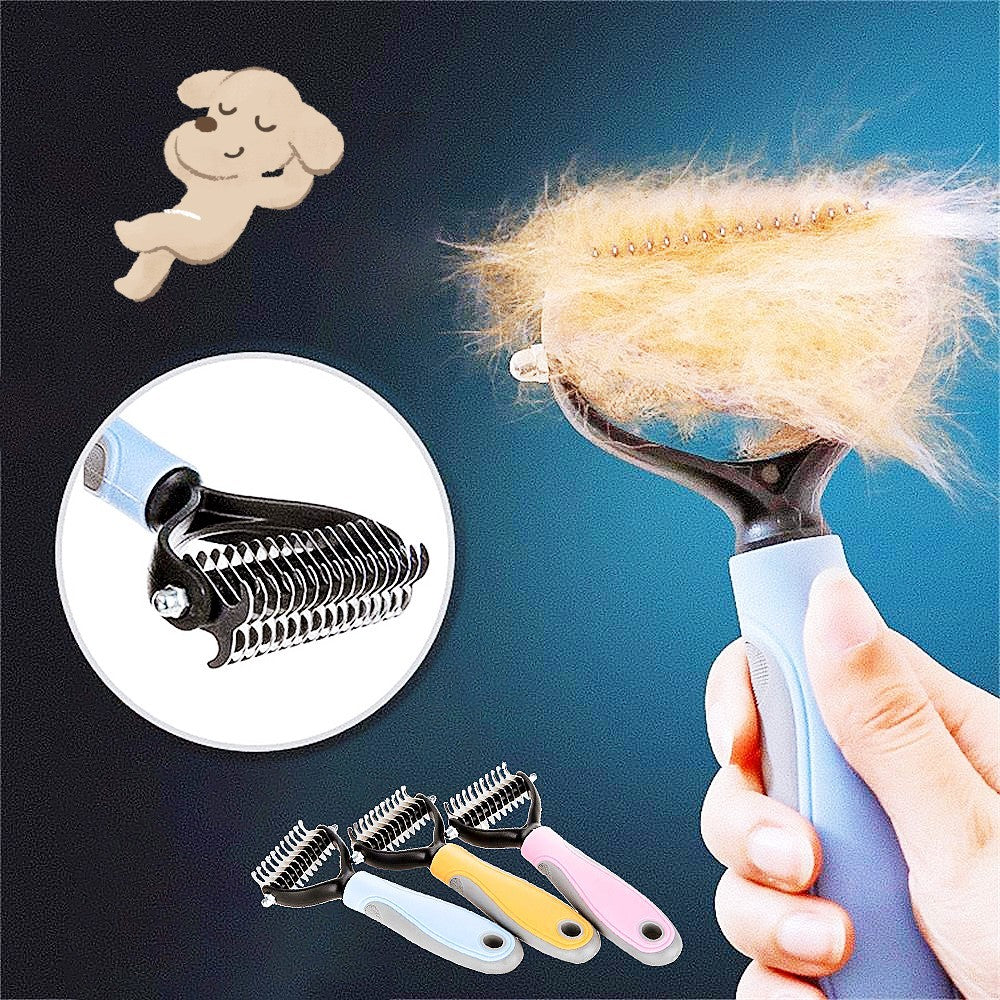 Double-Sided Pet Grooming Brush – Dematting & Shedding Comb