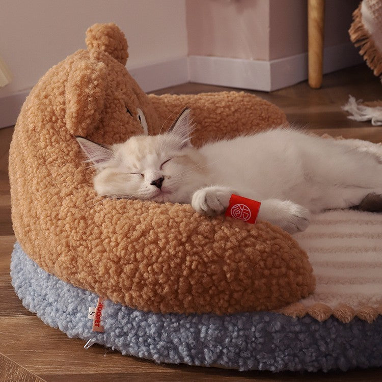Winter Pet Bed Cat Sleeping Nest Warm Dog and Cat House for Indoor Use
