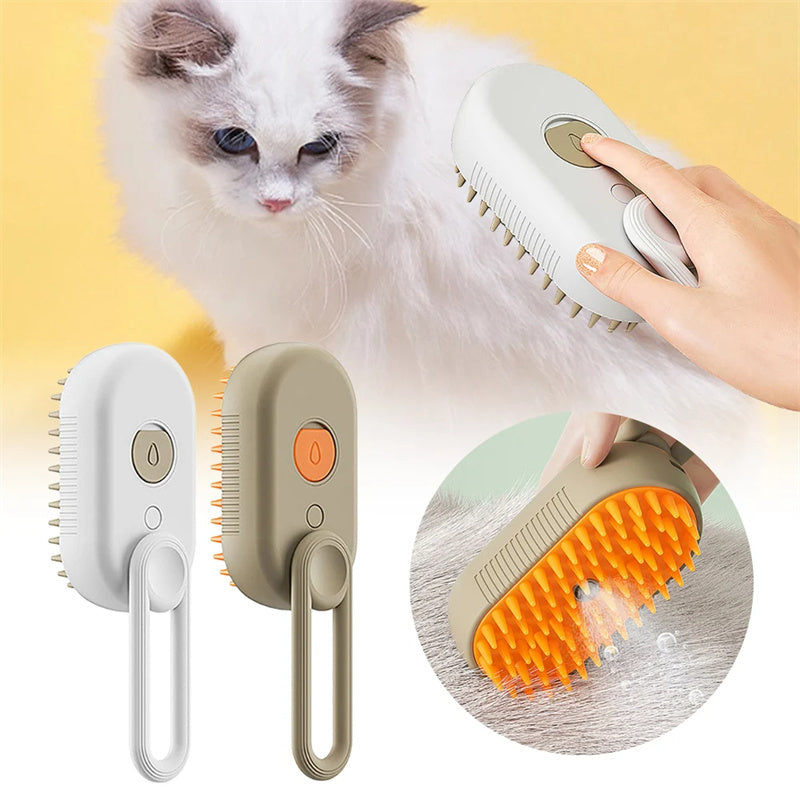 3-in-1 Steamy Pet Brush – Electric Grooming & Hair Removal