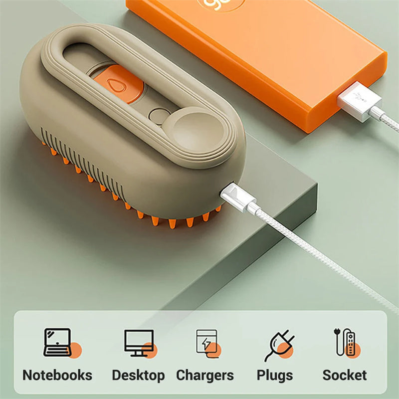 3-in-1 Steamy Pet Brush – Electric Grooming & Hair Removal
