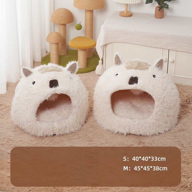 Winter Warm Pet Bed – Cat & Dog Kennel Cushion for Cold Weather