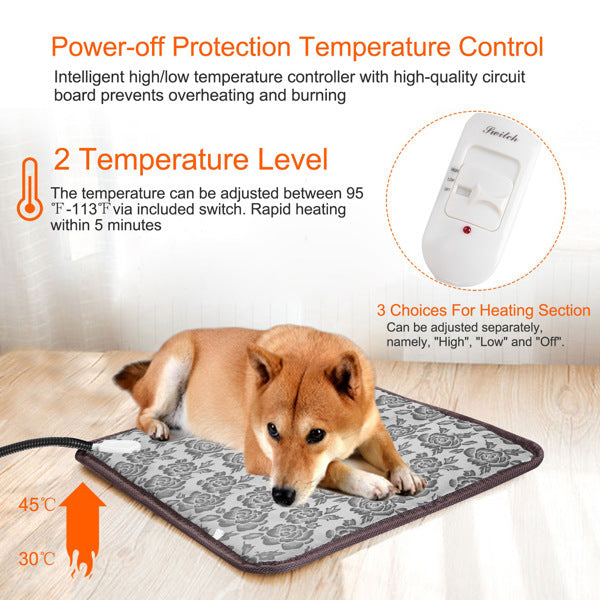 Waterproof Pet Heating Pad – Adjustable Warm Blanket with Anti-Bite Cord