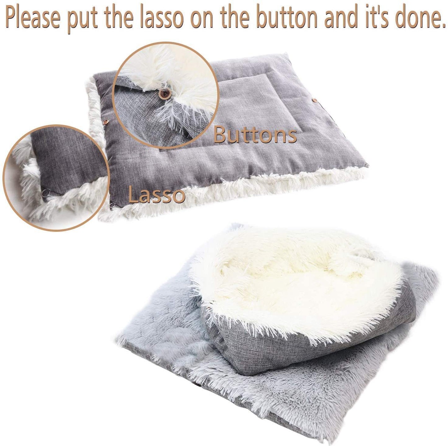 Self-Heating Pet Blanket Bed – Warm Fluffy Pad for Cats & Dogs