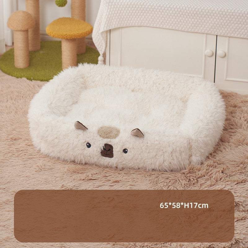 Winter Warm Pet Bed – Cat & Dog Kennel Cushion for Cold Weather