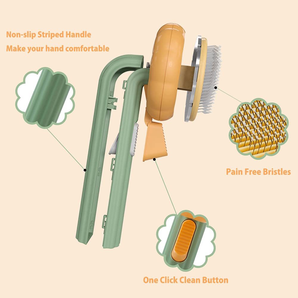 Pumpkin Self-Cleaning Slicker Comb – Grooming Brush