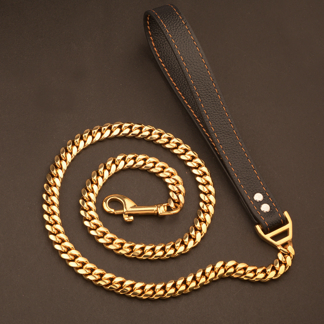 Stainless Steel Cuban Chain Dog Collar – Heavy Duty Training Leash