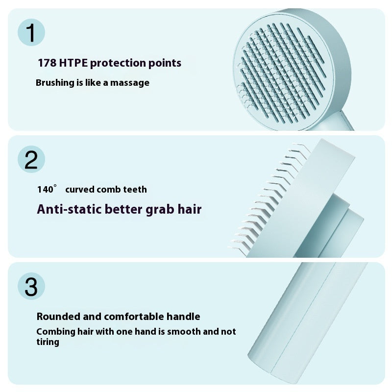 Self-Cleaning Pet Needle Comb – Hair Remover Brush