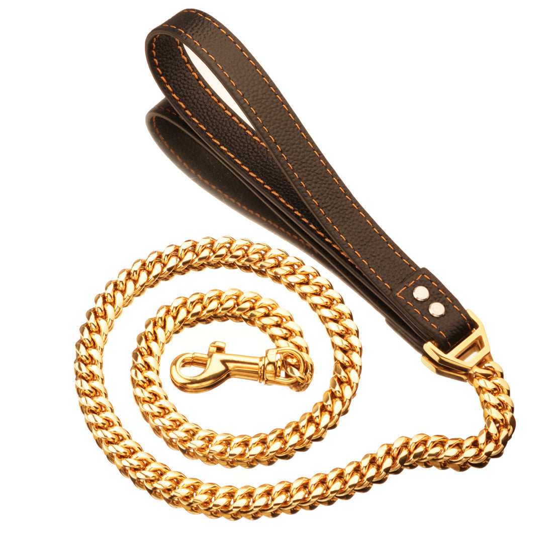 Stainless Steel Cuban Chain Dog Collar – Heavy Duty Training Leash