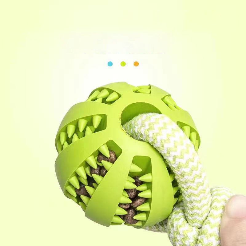 Interactive Dog Treat Ball – Chew Toy with Hemp Rope