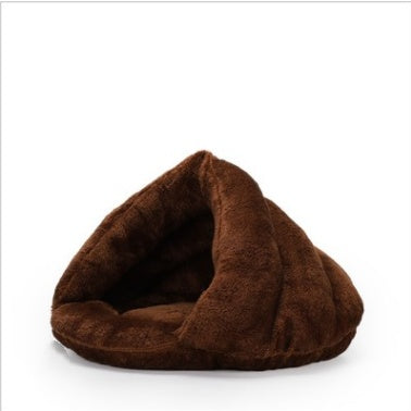 Winter Warm Semi-Closed Dog Bed – Velvet Triangle Pet Nest