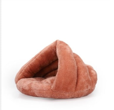 Winter Warm Semi-Closed Dog Bed – Velvet Triangle Pet Nest