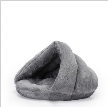 Winter Warm Semi-Closed Dog Bed – Velvet Triangle Pet Nest