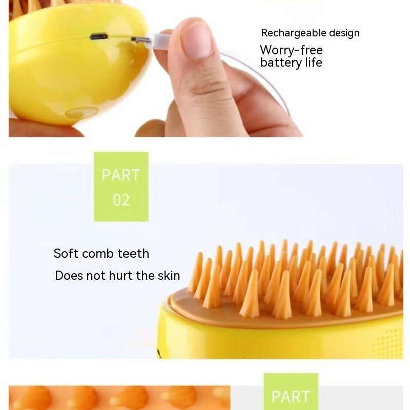 3-in-1 Pet Steam Brush – Electric Spray Grooming Comb
