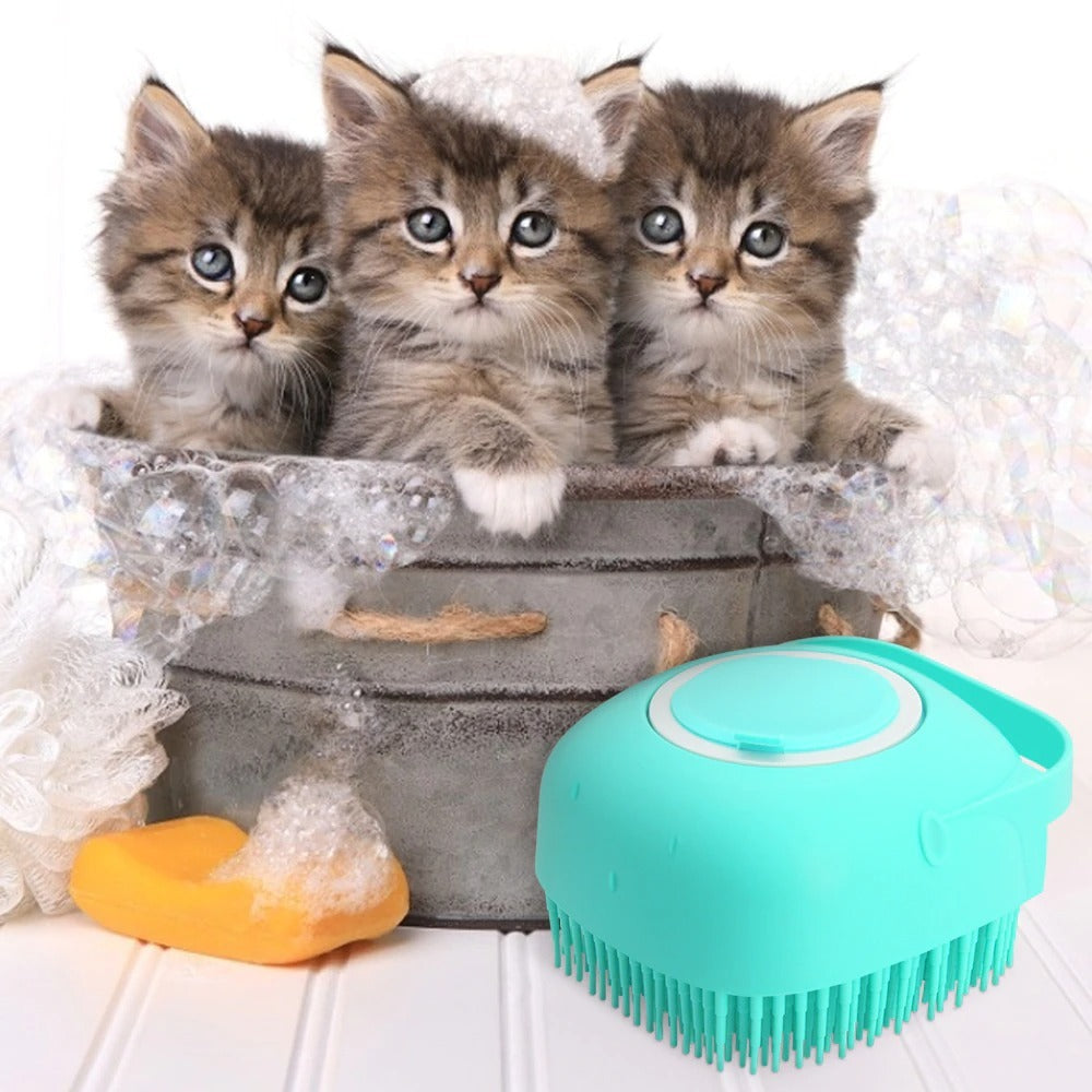 Silicone Pet Bath Brush – Shampoo Massager for Dogs & Cats