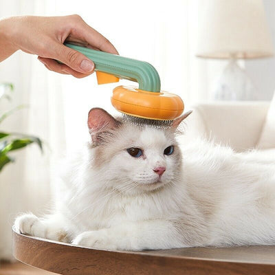 Self-Cleaning Pet Slicker Brush – Pumpkin Design for Dogs & Cats
