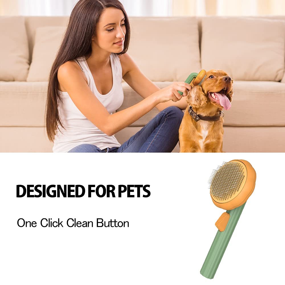 Self-Cleaning Pet Slicker Brush – Pumpkin Design for Dogs & Cats