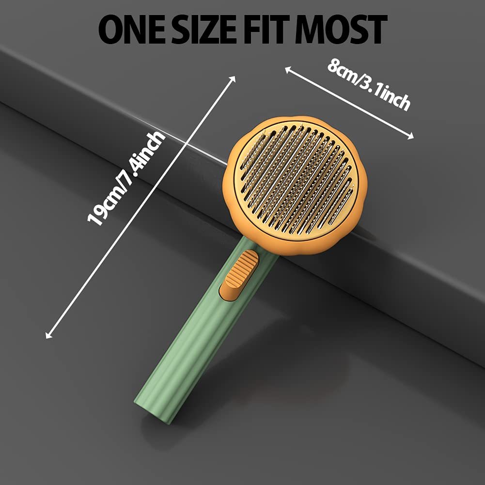 Self-Cleaning Pet Slicker Brush – Pumpkin Design for Dogs & Cats