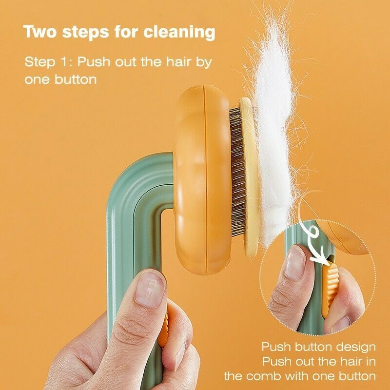 Self-Cleaning Pet Slicker Brush – Pumpkin Design for Dogs & Cats