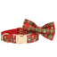 Christmas Pet Collar & Leash Set – Plaid Bowknot Design