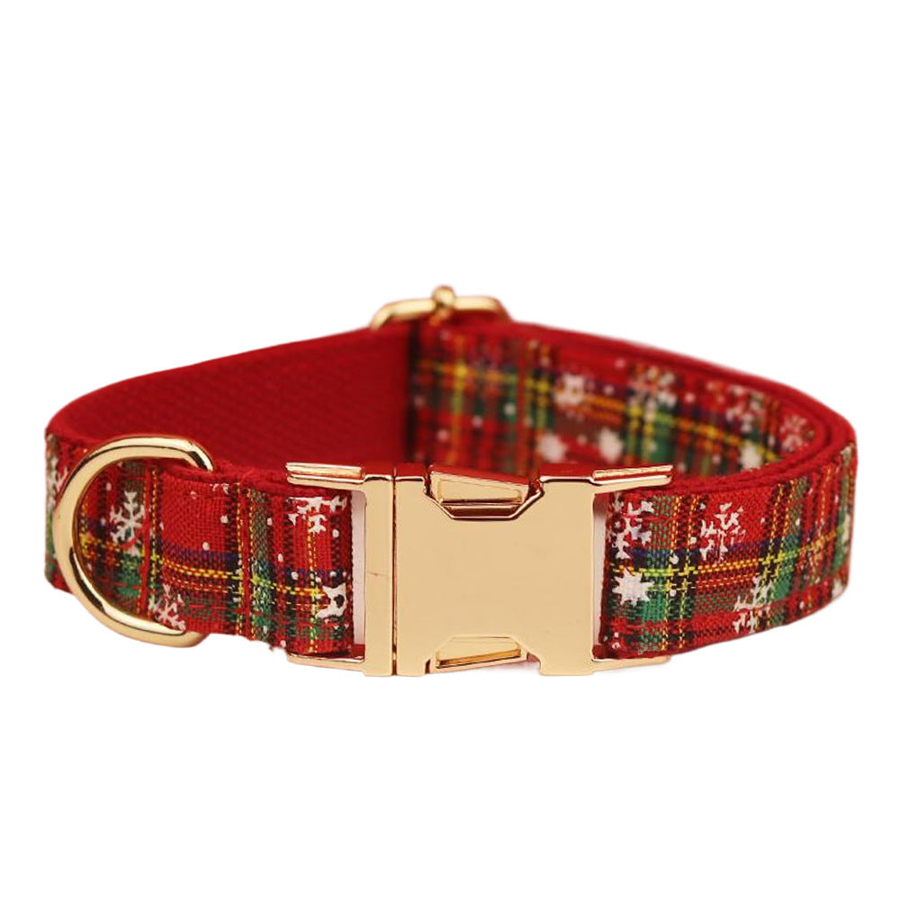 Christmas Pet Collar & Leash Set – Plaid Bowknot Design