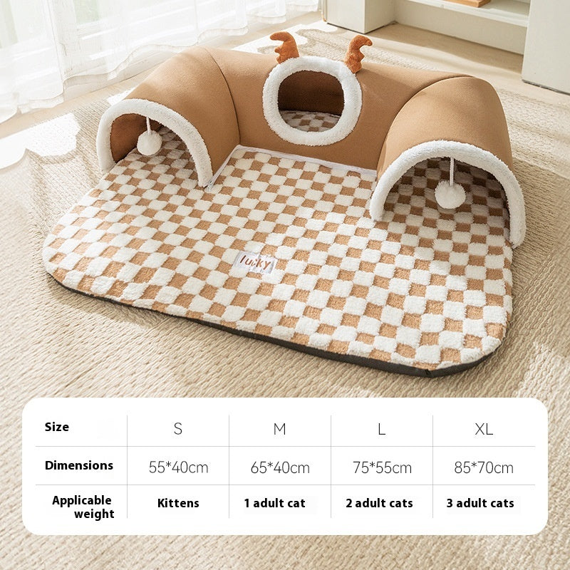 Cat Tunnel Bed – Hide-and-Seek Play & Sleep Nest for Cats
