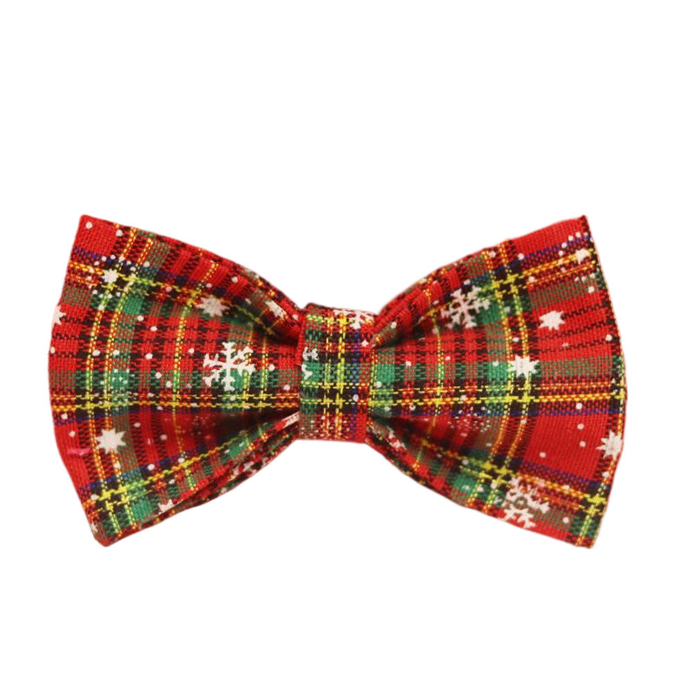 Christmas Pet Collar & Leash Set – Plaid Bowknot Design