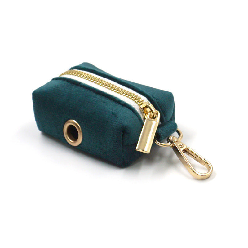 Sapphire Green Velvet Pet Collar & Leash – Gold Buckle Hardware