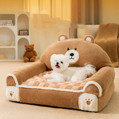 Winter Warm Angora Pet Sofa Bed – Cozy Dog & Cat Nest