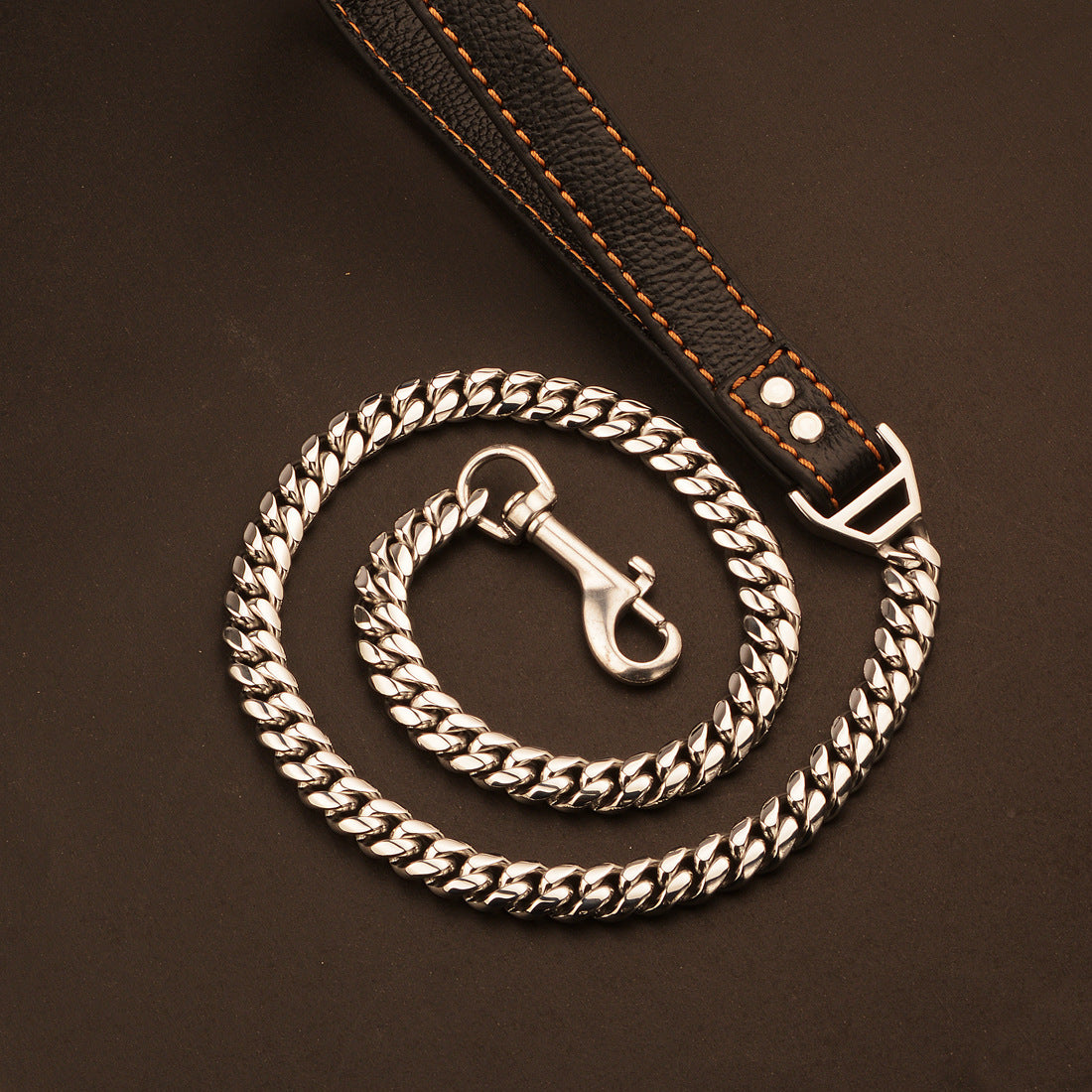 Stainless Steel Cuban Chain Dog Collar – Heavy Duty Training Leash