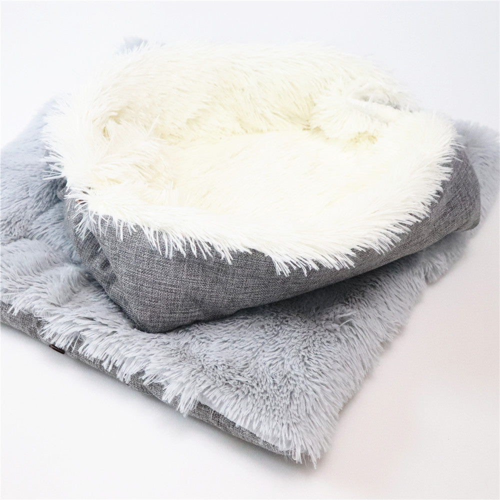 Folding Plush Pet Mat – Dual-Purpose Convertible Bed for Cats & Dogs