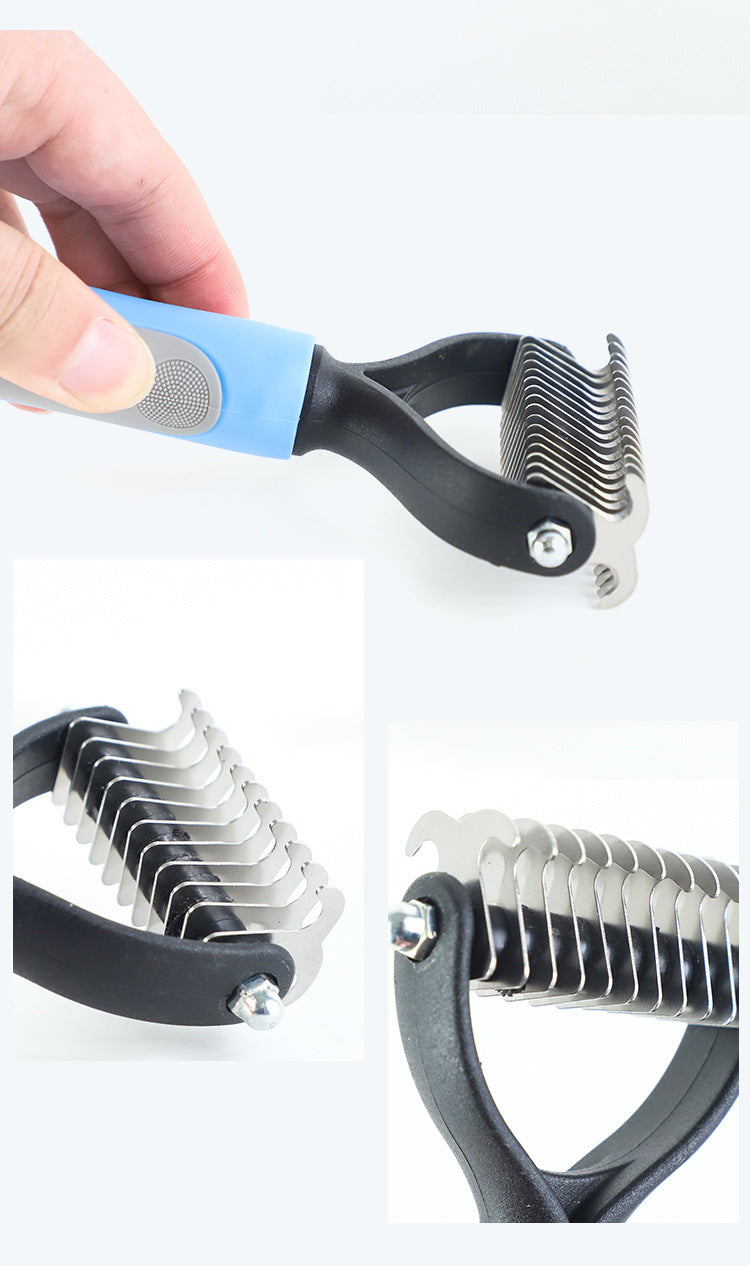 Double-Sided Pet Grooming Brush – Dematting & Shedding Comb