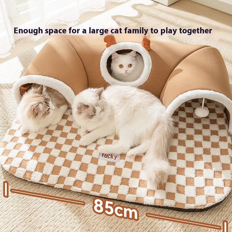 Cat Tunnel Bed – Hide-and-Seek Play & Sleep Nest for Cats