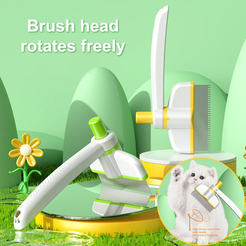 Self-Cleaning Pet Comb – Long Hair Cat & Dog Grooming Brush
